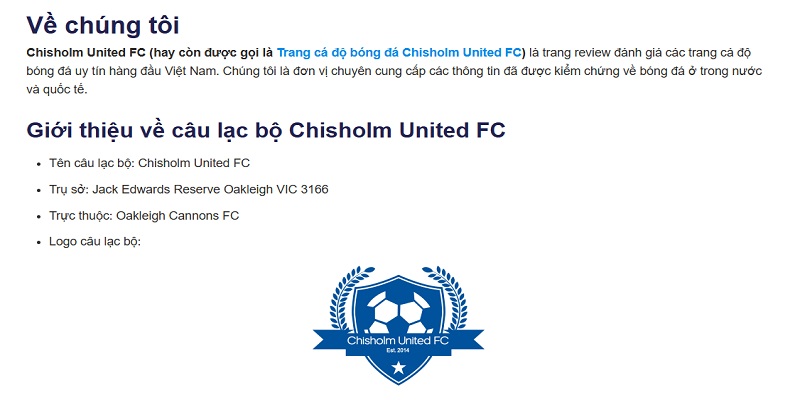 Chisholm United FC có phải Trang cá độ bóng đá Chisholm United FC không?